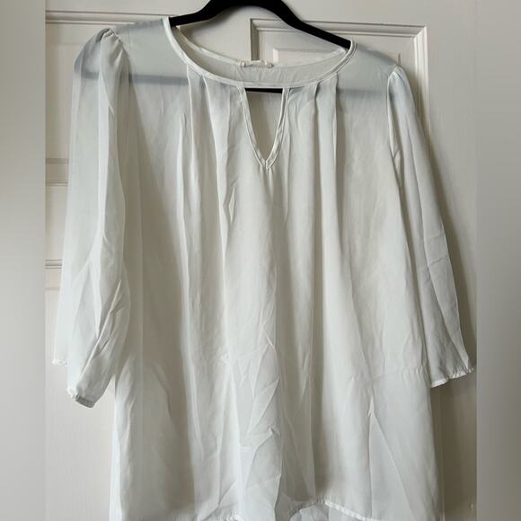 Everly white sheer blouse, size L - Picture 3 of 6